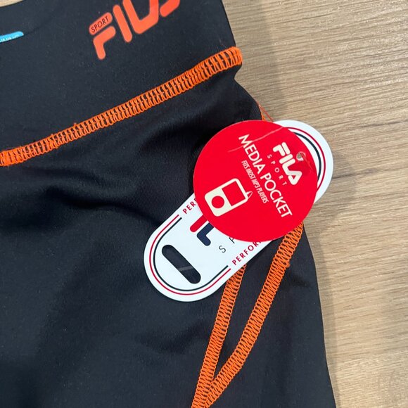 NWT Fila Black and Orange Capri Length Leggings Workout Running Yoga Size XS - Picture 6 of 10